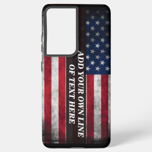 Funda Para Samsung Galaxy S21+ Agrega tu texto en la bandera americana
