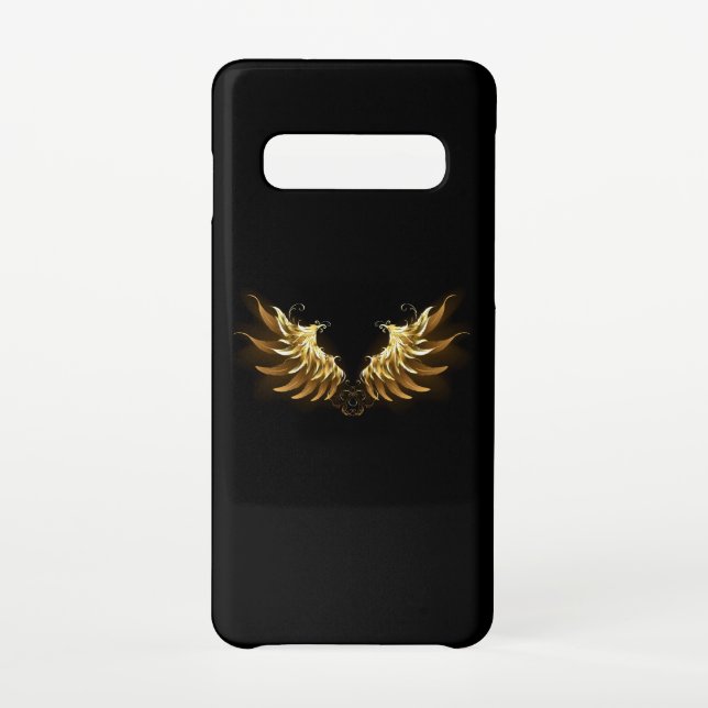 Funda Para Samsung Galaxy Alas del Ángel de Oro sobre fondo negro (Reverso)