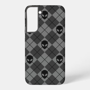 Funda Para Samsung Galaxy S22+ Alienígena Negro y Gris Patrón Argyle