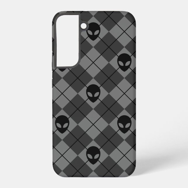 Funda Para Samsung Galaxy Alienígena Negro y Gris Patrón Argyle (Reverso )