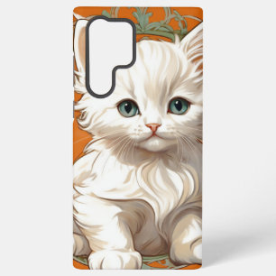 Funda Para Samsung Galaxy S22 Ultra Alphonse Mucha Art Nouveau Gatito Blanco
