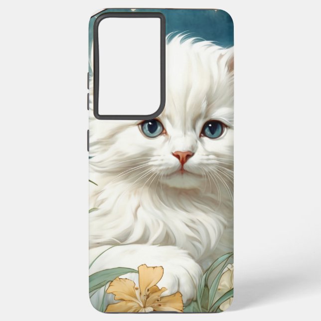 Funda Para Samsung Galaxy Alphonse Mucha Art Nouveau Kitten (Reverso )