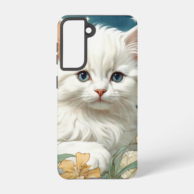Funda Para Samsung Galaxy Alphonse Mucha Art Nouveau Kitten (Reverso )