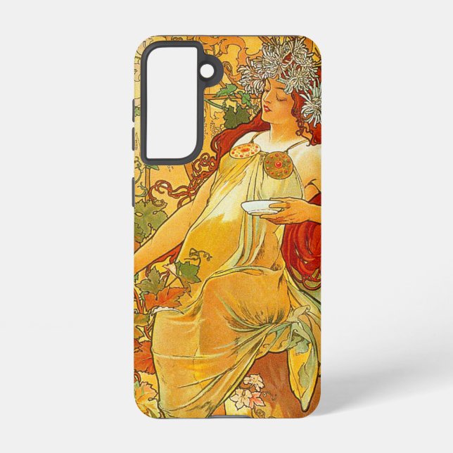 Funda Para Samsung Galaxy Alphonse Mucha Art Nouveau Otoño (Reverso )