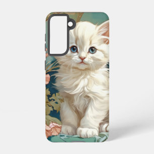 Funda Para Samsung Galaxy S21 Alphonse Mucha Estilo Gato Blanco