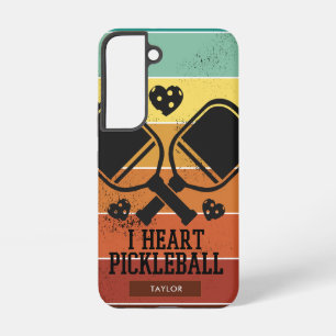 Funda Para Samsung Galaxy S22 Amo el Pickleball Monograma de nombre con rayas