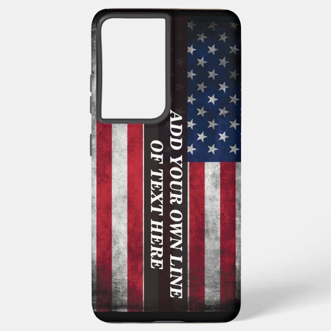 Funda Para Samsung Galaxy Añadir tu texto a la bandera estadounidense (Reverso )