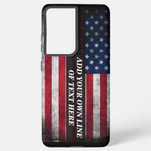Funda Para Samsung Galaxy S21 Ultra Añadir tu texto a la bandera estadounidense