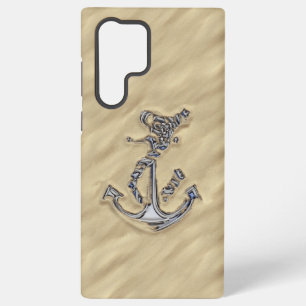 Funda Para Samsung Galaxy S22 Ultra Anclaje cromado en la decoración de arena