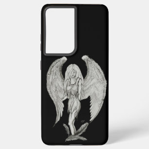 Funda Para Samsung Galaxy S21 Ultra Ángel - Diseño en blanco y negro