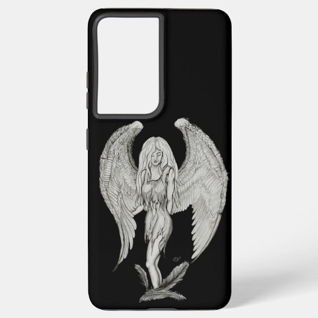 Funda Para Samsung Galaxy Ángel - Diseño en blanco y negro (Reverso )