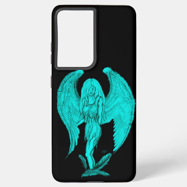 Funda Para Samsung Galaxy Ángel, diseño negro y verde (Reverso )