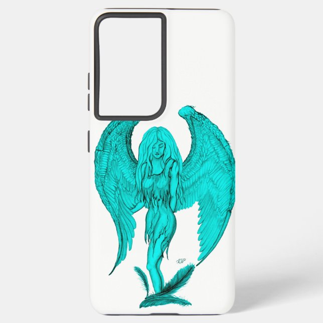 Funda Para Samsung Galaxy Ángel, diseño negro y verde (Reverso )