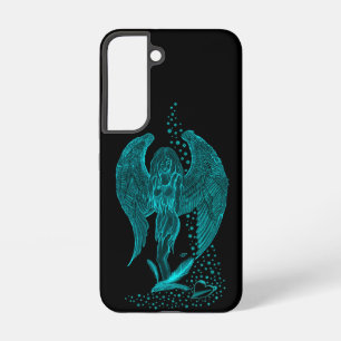 Funda Para Samsung Galaxy S22 Ángel perdido en el amor, diseño negro y verde