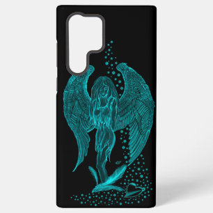 Funda Para Samsung Galaxy S22 Ultra Ángel perdido en el amor, diseño negro y verde