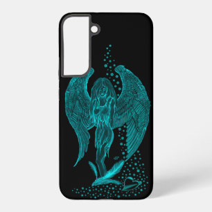 Funda Para Samsung Galaxy S22+ Ángel perdido en el amor, negro y verde diseño
