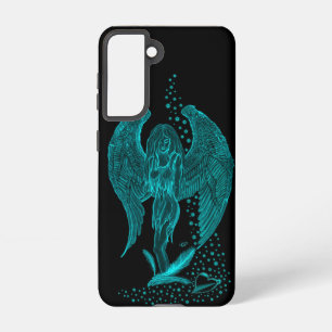 Funda Para Samsung Galaxy S21 Ángel perdido en el amor, negro y verde diseño