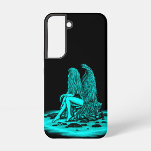 Funda Para Samsung Galaxy S22 Ángel , perdido en pensamiento , Diseño negro y ve
