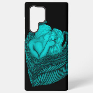 Funda Para Samsung Galaxy S22 Ultra Ángeles Besándose, diseño negro y verde