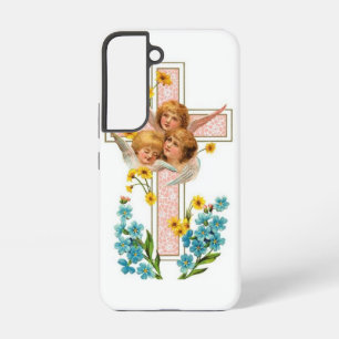 Funda Para Samsung Galaxy S22 Ángeles Vintage Encantadores Con Cruz Rosa