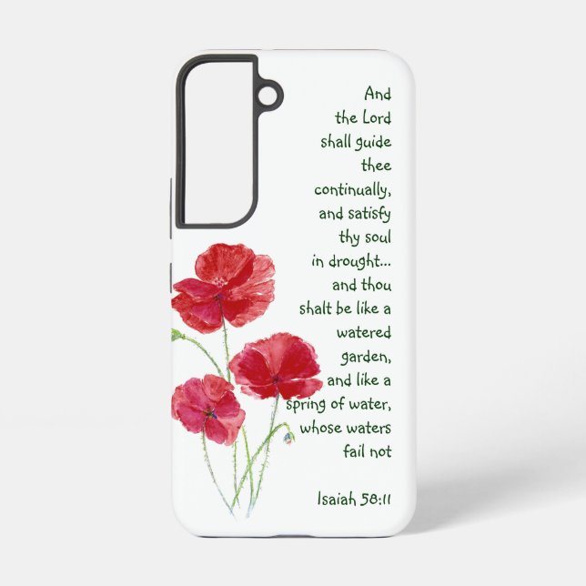 Funda Para Samsung Galaxy Animar la Escritura Isaiah Poppy Garden Flower (Reverso )