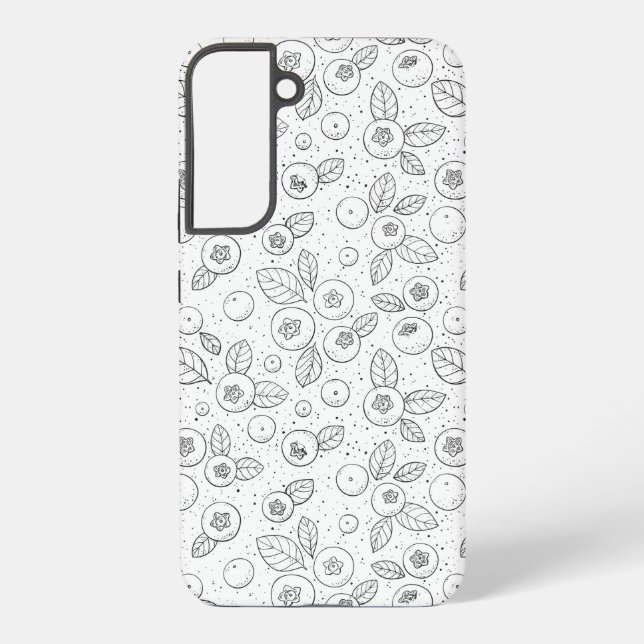Funda Para Samsung Galaxy Arándanos azules en blanco y negro (Reverso )