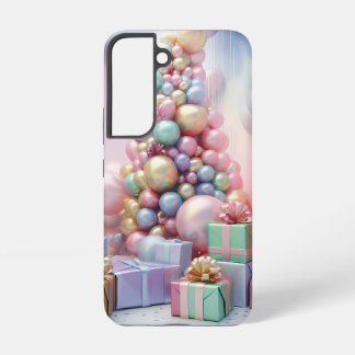 FUNDA PARA SAMSUNG GALAXY S22 ÁRBOL DE NAVIDAD COLOR PASTEL CON PRESENTES