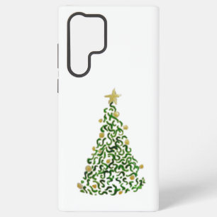 Funda Para Samsung Galaxy S22 Ultra Árbol de Navidad con bolas de oro y estrella