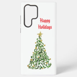 Funda Para Samsung Galaxy S22 Ultra Árbol de Navidad con bolas de oro y estrella
