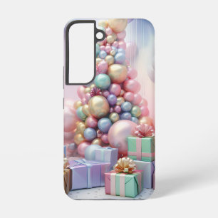 FUNDA PARA SAMSUNG GALAXY S22 ÁRBOL DE NAVIDAD DE COLORES PASTEL CON REGALOS