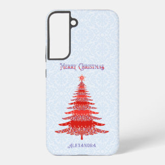 Funda Para Samsung Galaxy S22+ Árbol de Navidad Moderno Rojo Azul Personalizado
