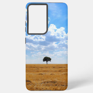 Funda Para Samsung Galaxy S21+ Árbol en un campo de trigo cosechado
