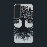 Funda Para Samsung Galaxy S22 Árbol místico de la vida S22 Funda duro<br><div class="desc">Lleva consigo la sabiduría antigua y la belleza mística dondequiera que vayas. Este impresionante estuche de teléfono presenta un ilustracion oscuro y estilizado del árbol de la vida, sus extensas raíces y ramas que se extienden a través de un sutil fondo gris adornado con elementos dispersos, brillantes naranjas y amarillos....</div>