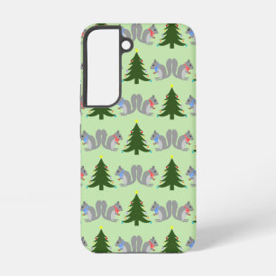 Funda Para Samsung Galaxy S22 Árbol navideño decorando ardillas con patrones