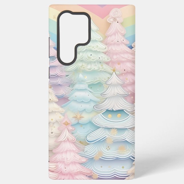 FUNDA PARA SAMSUNG GALAXY ÁRBOLES DE NAVIDAD COLOR PASTEL (Reverso )