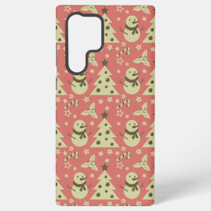 Funda Para Samsung Galaxy S22 Ultra Árboles de Navidad retro acebo baya estrella bastó