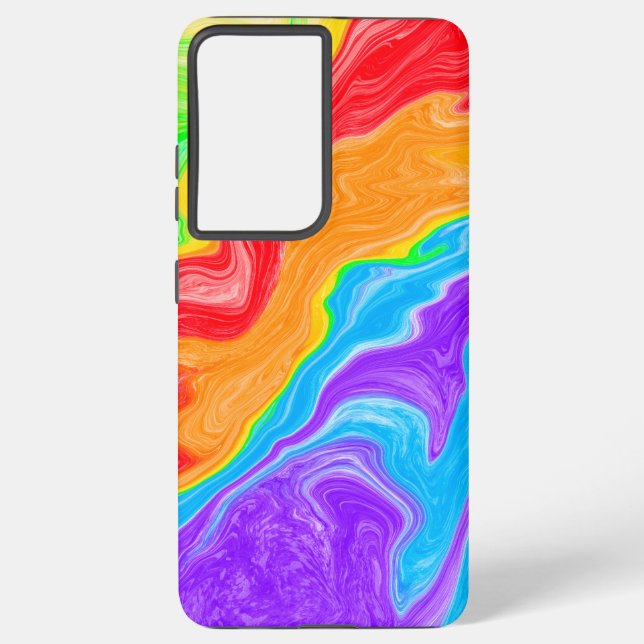 Funda Para Samsung Galaxy Arco de arco iris Resumen de arte fluido (Reverso )