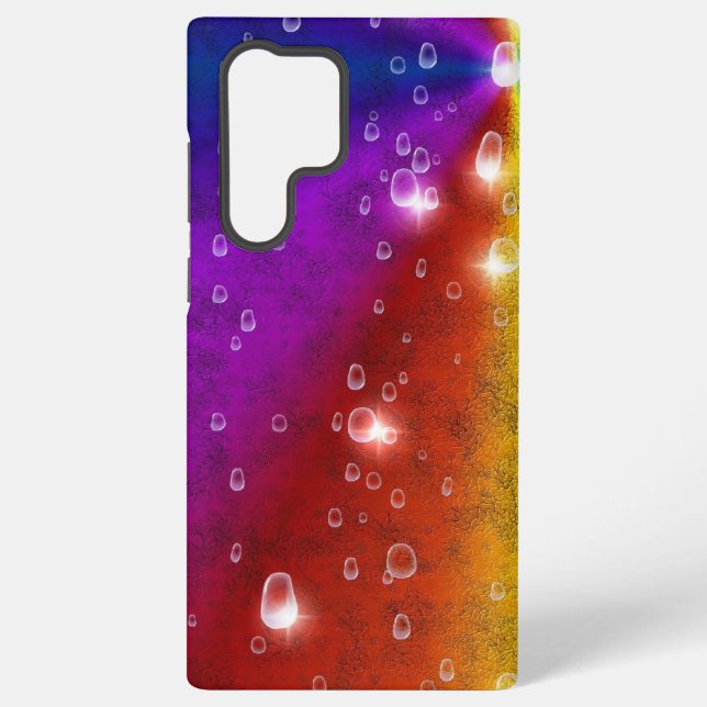 Funda Para Samsung Galaxy Arcoiris en optik de cuero elefante, gotas de lluv (Reverso )