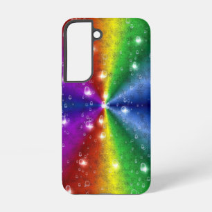 Funda Para Samsung Galaxy S22 Arcoiris en optik de cuero elefante, gotas de lluv