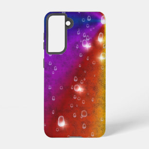 Funda Para Samsung Galaxy S21 Arcoiris en optik de cuero elefante, gotas de lluv
