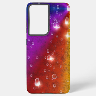 Funda Para Samsung Galaxy S21+ Arcoiris en optik de cuero elefante, gotas de lluv