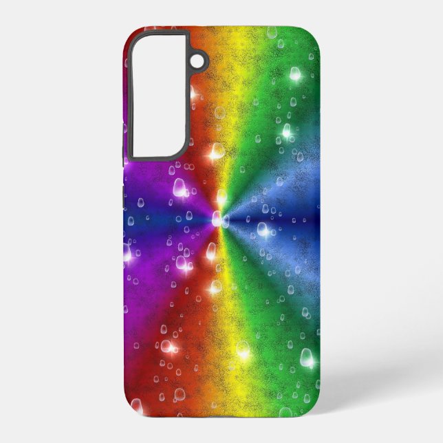 Funda Para Samsung Galaxy Arcoiris en optik de cuero elefante, gotas de lluv (Reverso )