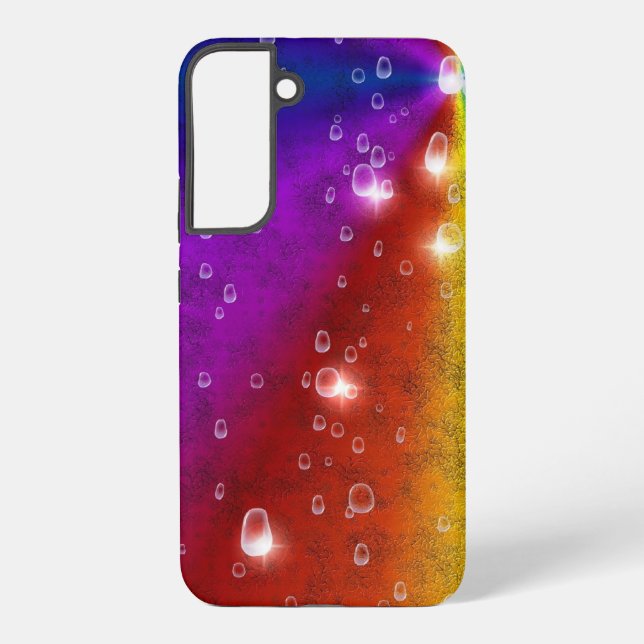 Funda Para Samsung Galaxy Arcoiris en optik de cuero elefante, gotas de lluv (Reverso )