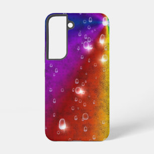 Funda Para Samsung Galaxy S22 Arcoiris en optik de cuero elefante, gotas de lluv