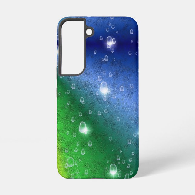 Funda Para Samsung Galaxy Arcoiris en optik de cuero elefante y gotas de llu (Reverso )
