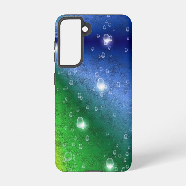 Funda Para Samsung Galaxy Arcoiris en optik de cuero elefante y gotas de llu (Reverso )