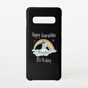 Funda Para Samsung Galaxy S10 Arcoiris unicornio de cumpleaños de cuarentena