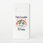 Funda Para Samsung Galaxy S10 Arcoiris unicornio de cumpleaños de cuarentena<br><div class="desc">Diseño de cumpleaños de cuarentena de unicornio. Un unicornio encantador y mágico está sentado en una nube con un arco iris en el fondo. Gran idea de regalo de cumpleaños. Bien por los viejos y los jóvenes.</div>