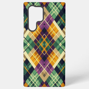 Funda Para Samsung Galaxy S22 Ultra Argyle Mardi Gras verde púrpura amarillo