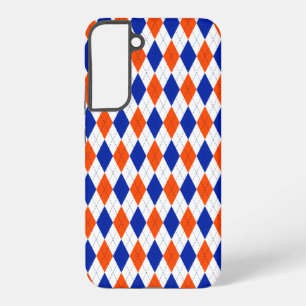 Funda Para Samsung Galaxy S22+ Argyle naranja y Diamante Azul